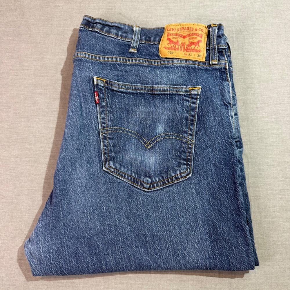 Levi's 559 Relaxed Straight Jeans Mens 42x32 Blue Good Denim Big &‎ Tall